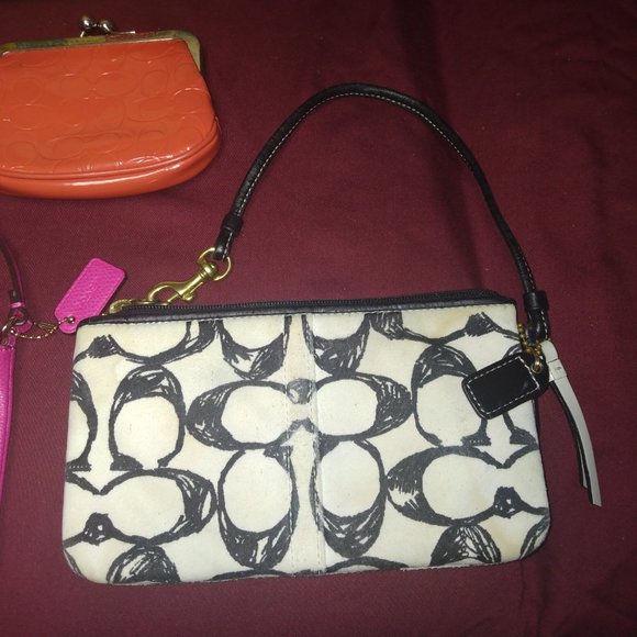 ❤️Lot 4 COACH Wristlet Kisslock Wallet Cosmetic Makeup Case 3 Hangtags/Fobs - Picture 8 of 10